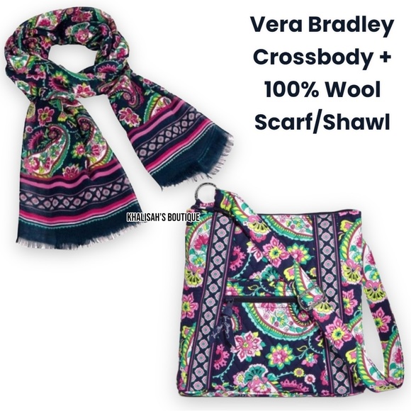 Vera Bradley Handbags - VERA BRADLEY PETAL PAISLEY Hipster Crossbody + Scarf/Shawl Fringe
